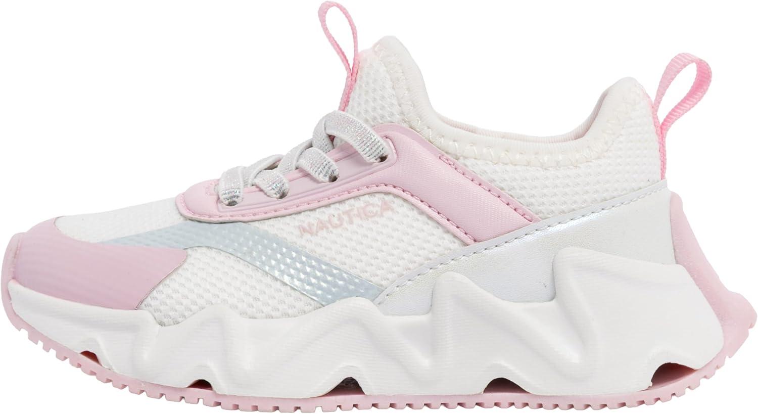 imageNautica Kids Running Sneakers Comfortable Shoes for Boys and Girls Sizes for Big amp Little Kids LaceUpBungee ManalapinWhite Pink Iridescentmaybella