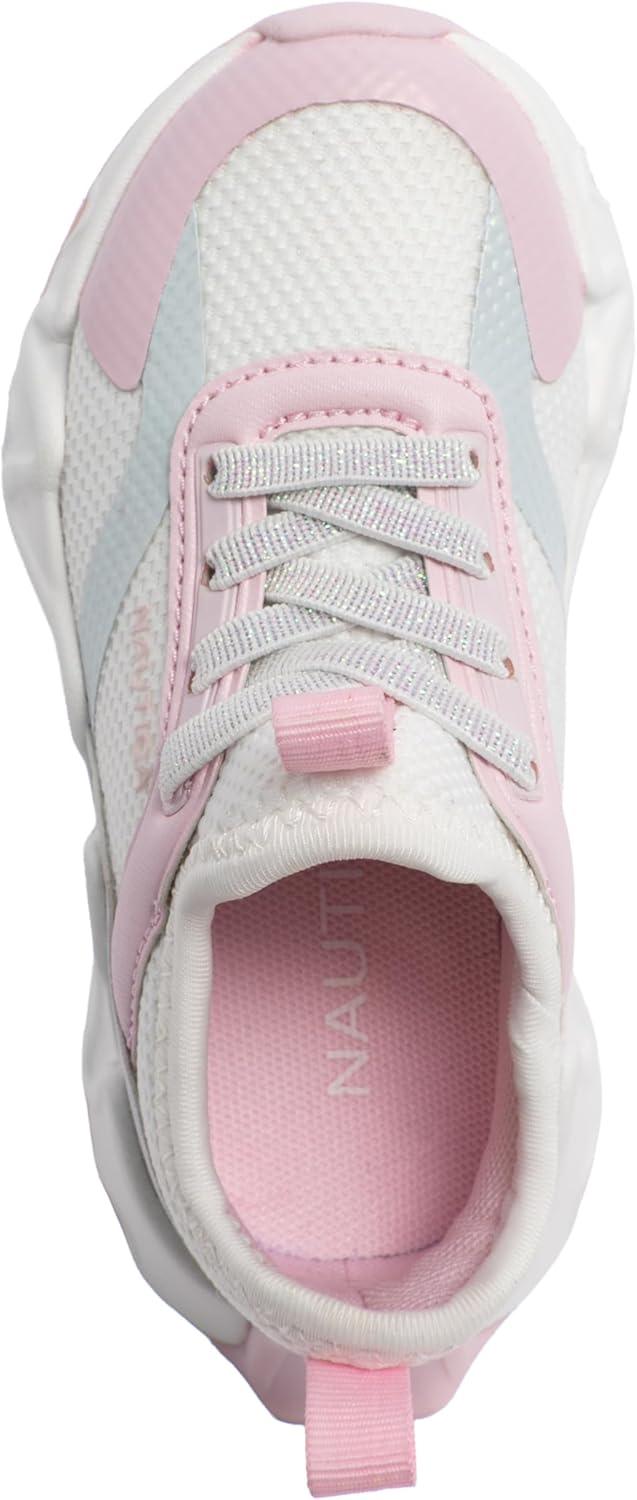 imageNautica Kids Running Sneakers Comfortable Shoes for Boys and Girls Sizes for Big amp Little Kids LaceUpBungee ManalapinWhite Pink Iridescentmaybella