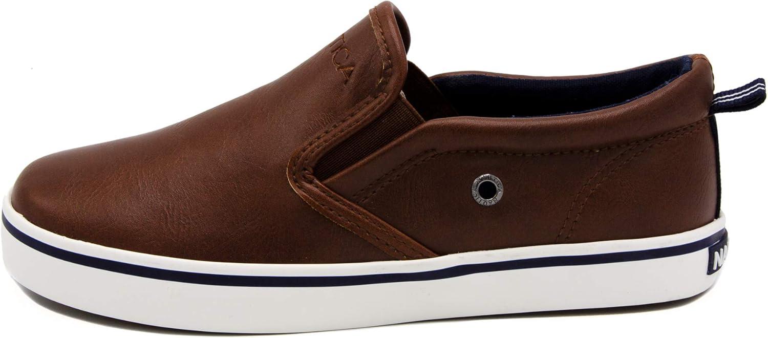 imageNautica Kids SlipOn Sneakers Casual LowTop Shoes for Boys and Girls Comfortable Athletic Style for School Play and Everyday Wear ToddlerLittle KidBig Kid SizesBrown Smooth