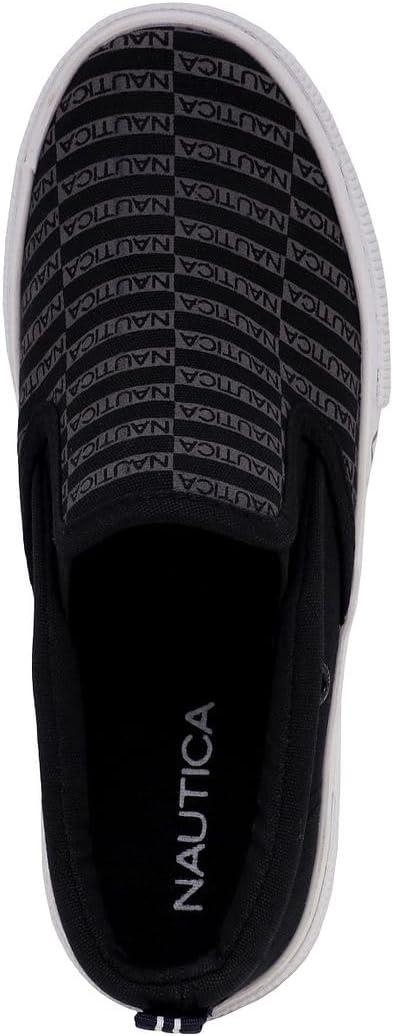 imageNautica Kids SlipOn Sneakers Casual LowTop Shoes for Boys and Girls Comfortable Athletic Style for School Play and Everyday Wear ToddlerLittle KidBig Kid SizesBlack Logo