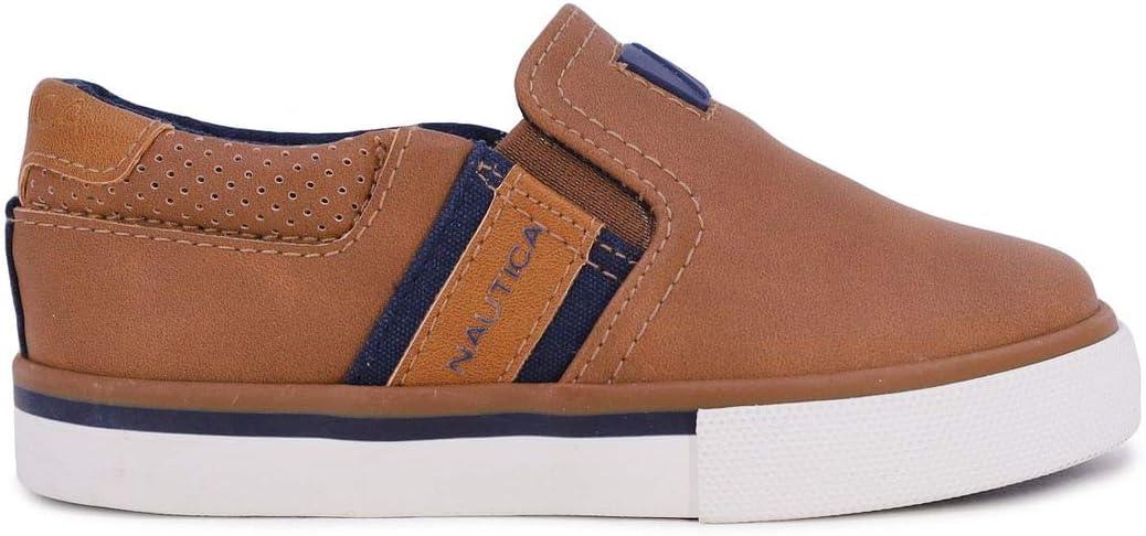 imageNautica Kids SlipOn Sneakers Casual LowTop Shoes for Boys and Girls Comfortable Athletic Style for School Play and Everyday Wear ToddlerLittle KidBig Kid SizesTan Ivory