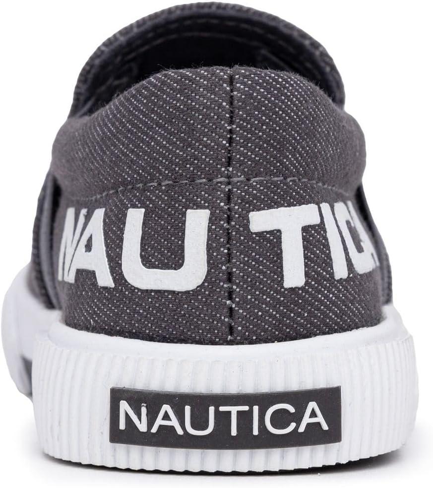 imageNautica Kids SlipOn Sneakers Casual LowTop Shoes for Boys and Girls Comfortable Athletic Style for School Play and Everyday Wear ToddlerLittle KidBig Kid SizesGrey Denim