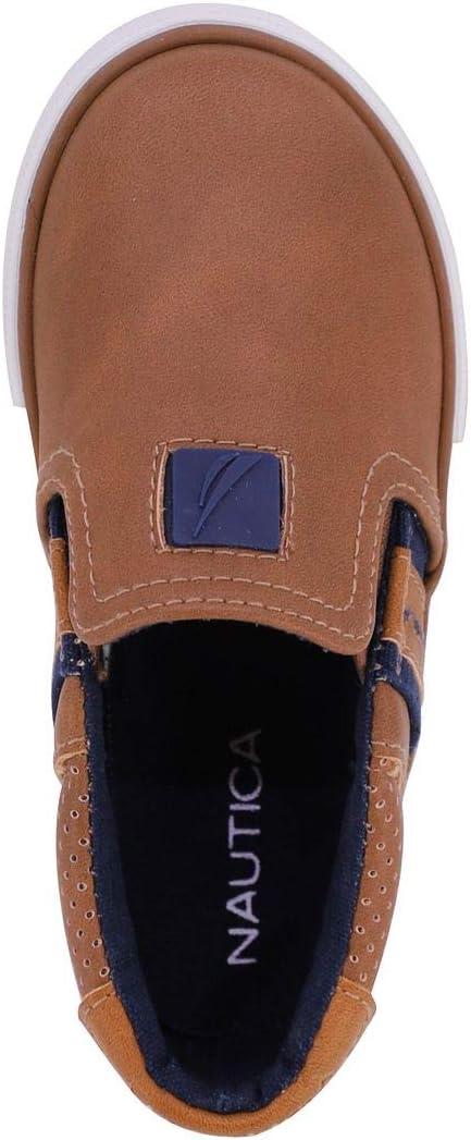 imageNautica Kids SlipOn Sneakers Casual LowTop Shoes for Boys and Girls Comfortable Athletic Style for School Play and Everyday Wear ToddlerLittle KidBig Kid SizesTan Ivory