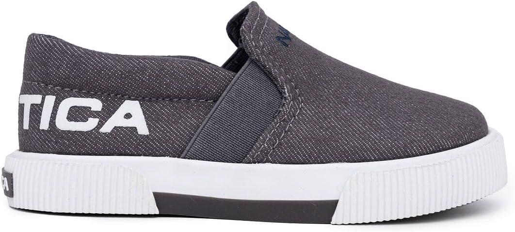 imageNautica Kids SlipOn Sneakers Casual LowTop Shoes for Boys and Girls Comfortable Athletic Style for School Play and Everyday Wear ToddlerLittle KidBig Kid SizesGrey Denim