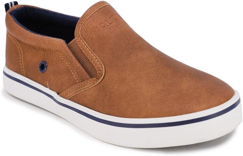 imageNautica Kids SlipOn Sneakers Casual LowTop Shoes for Boys and Girls Comfortable Athletic Style for School Play and Everyday Wear ToddlerLittle KidBig Kid SizesTan Smooth