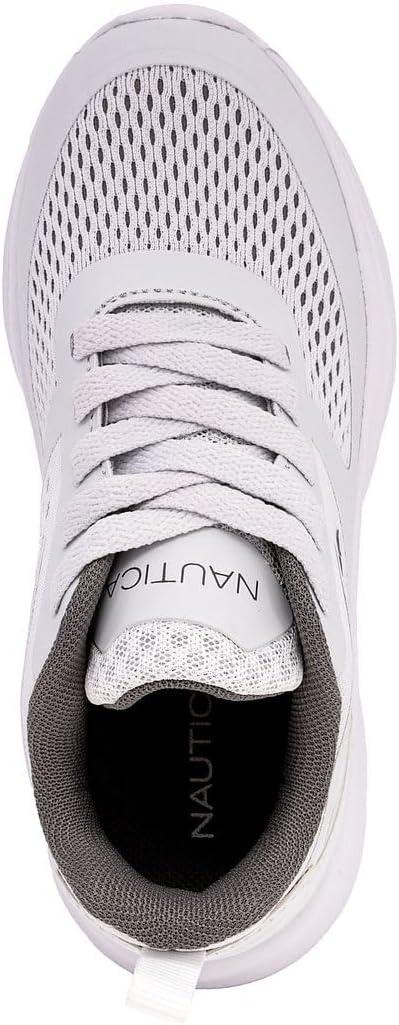 imageNautica Kids Sneakers for Boys amp Girls Max Cushion Fashion Running amp Walking Shoes LaceUpBungee ToddlerLittle KidBig KidWhite Grey
