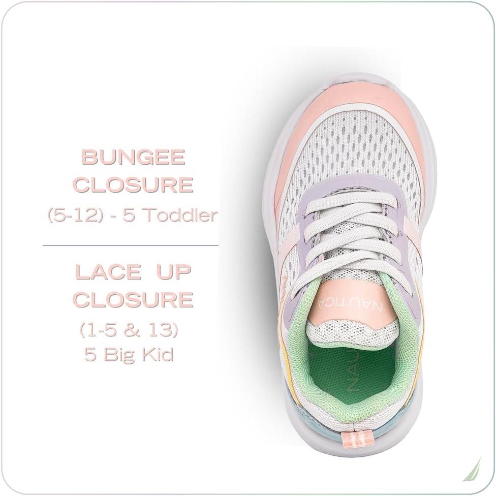 imageNautica Kids Sneakers for Boys amp Girls Max Cushion Fashion Running amp Walking Shoes LaceUpBungee ToddlerLittle KidBig KidWhite Pastel