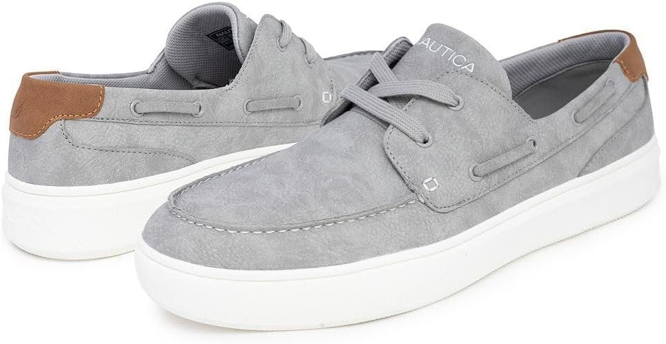 imageNautica Mens Boat Shoe Casual Loafers Comfort Sneaker Walking Moccasin SlipOnLaceUpGreyankar