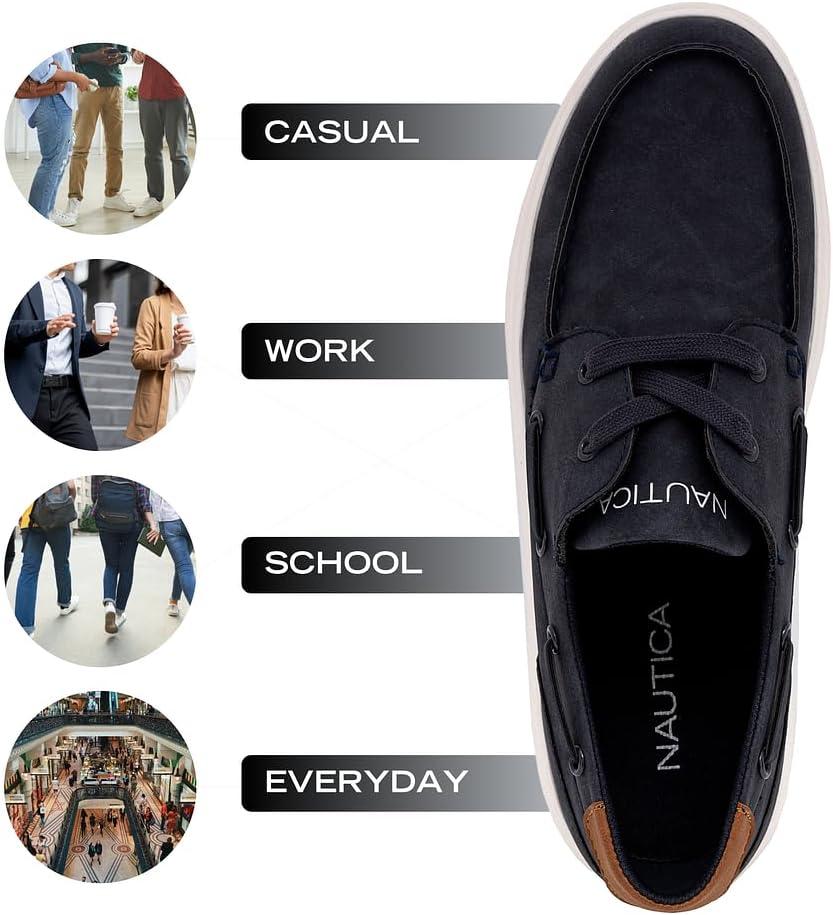 imageNautica Mens Boat Shoe Casual Loafers Comfort Sneaker Walking Moccasin SlipOnLaceUpNavyankar