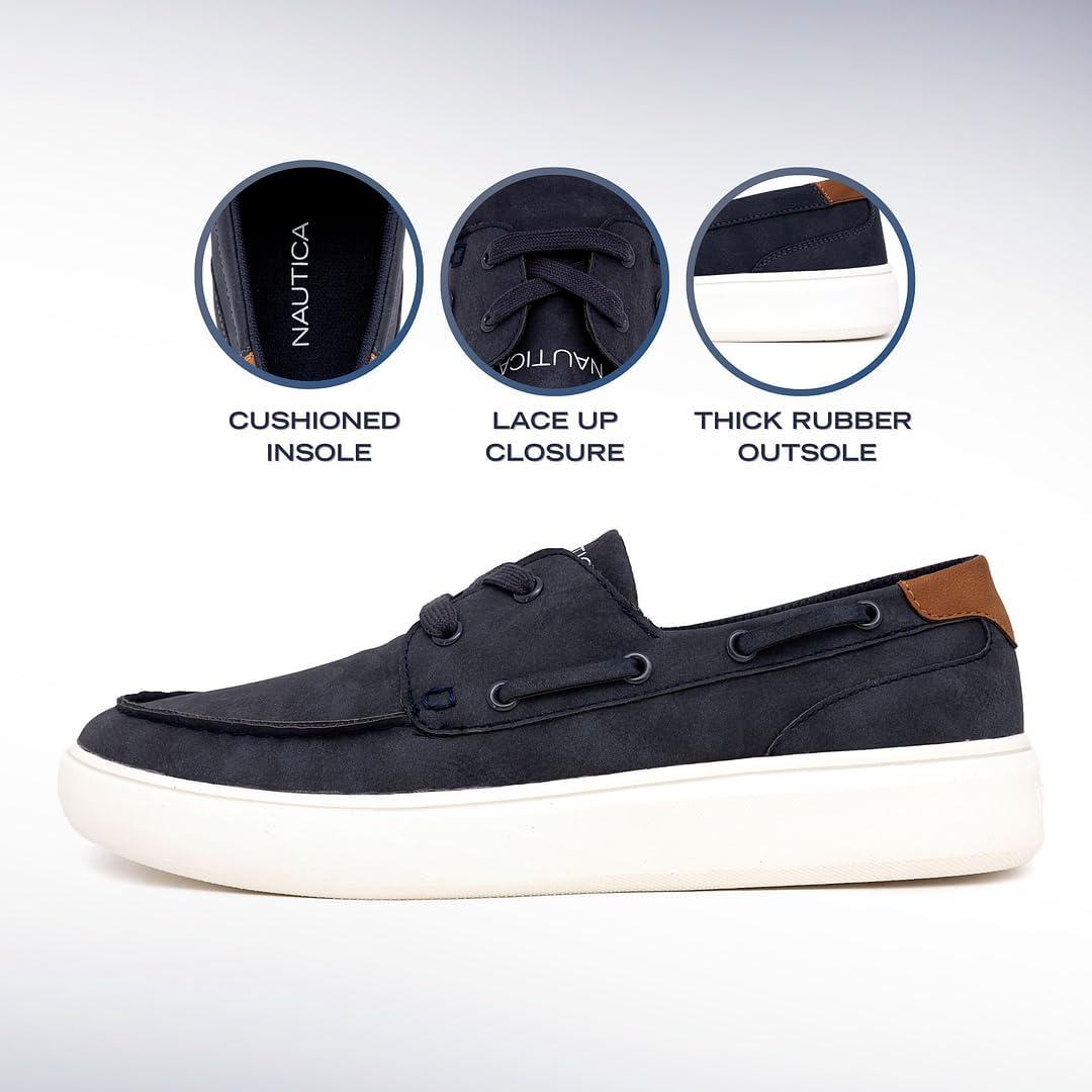 imageNautica Mens Boat Shoe Casual Loafers Comfort Sneaker Walking Moccasin SlipOnLaceUpNavyankar