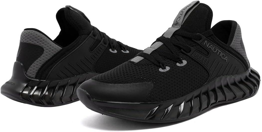 imageNautica Mens Casual Fashion Sneakers Lightweight LaceUp Athletic Walking Shoes for Gym amp Tennis ComfortableBlack Charcoalkediri