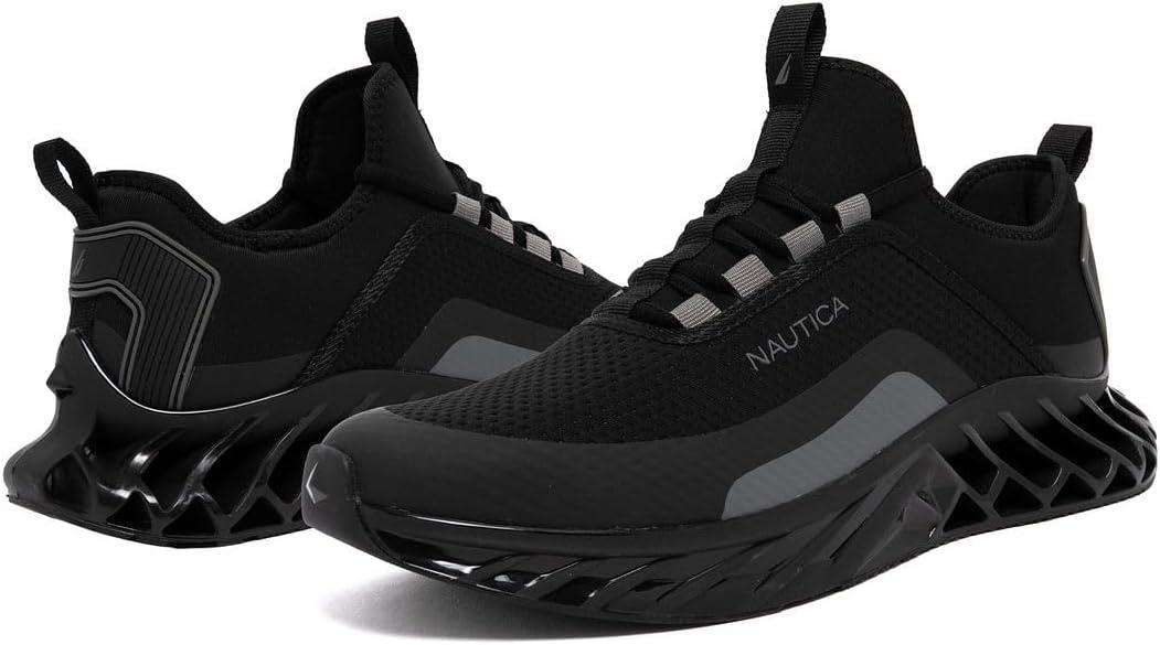 imageNautica Mens Casual Fashion Sneakers Lightweight LaceUp Athletic Walking Shoes for Gym amp Tennis ComfortableBlack Charcoalwyern