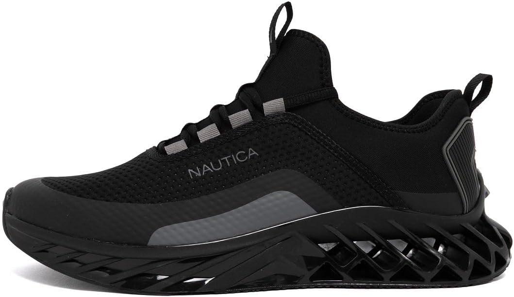 imageNautica Mens Casual Fashion Sneakers Lightweight LaceUp Athletic Walking Shoes for Gym amp Tennis ComfortableBlack Charcoalwyern