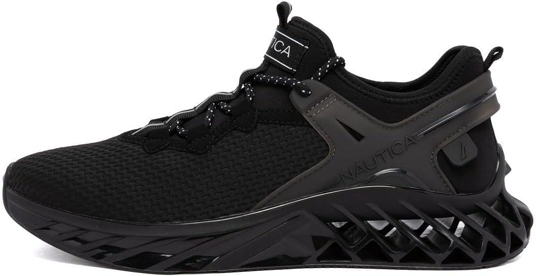 imageNautica Mens Casual Fashion Sneakers Lightweight LaceUp Athletic Walking Shoes for Gym amp Tennis ComfortableBlackwandal