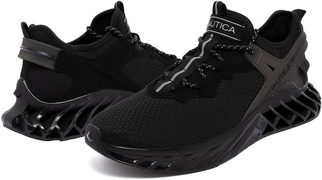 imageNautica Mens Casual Fashion Sneakers Lightweight LaceUp Athletic Walking Shoes for Gym amp Tennis ComfortableBlackwandal