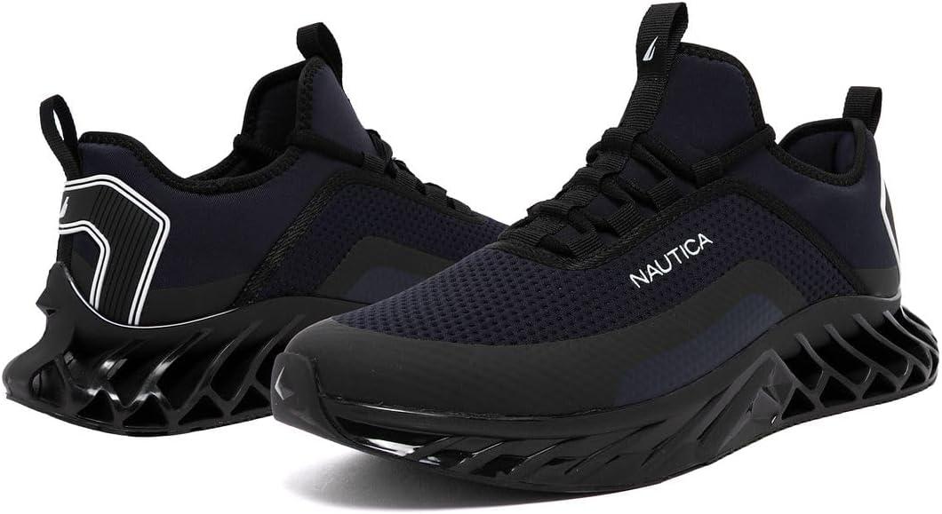 imageNautica Mens Casual Fashion Sneakers Lightweight LaceUp Athletic Walking Shoes for Gym amp Tennis ComfortableNavy Blackwyern