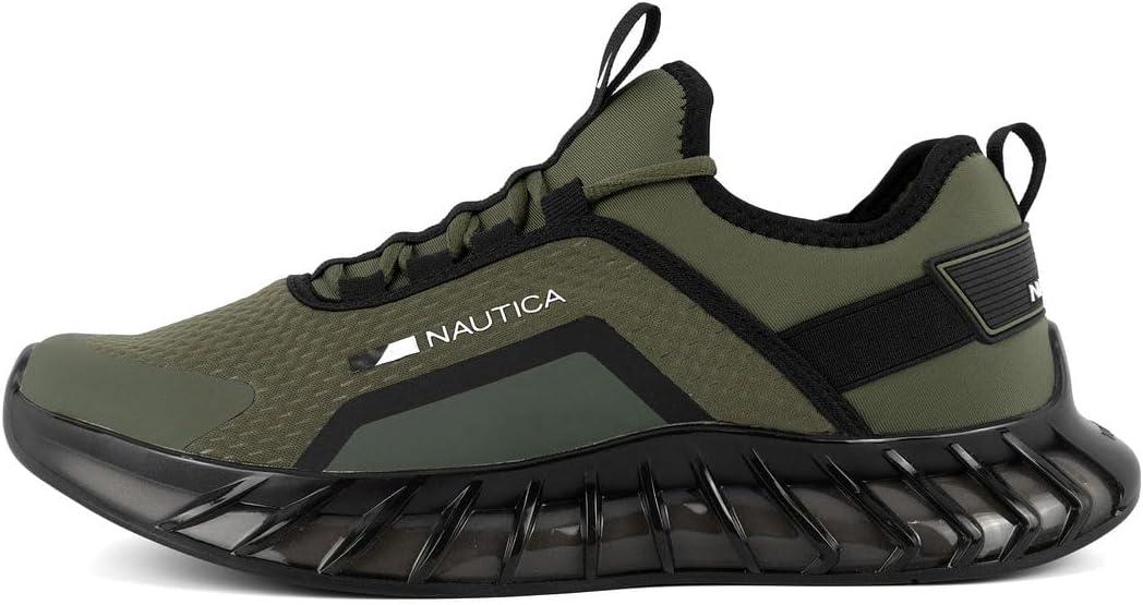 imageNautica Mens Casual Fashion Sneakers Lightweight LaceUp Athletic Walking Shoes for Gym amp Tennis ComfortableOlive Black