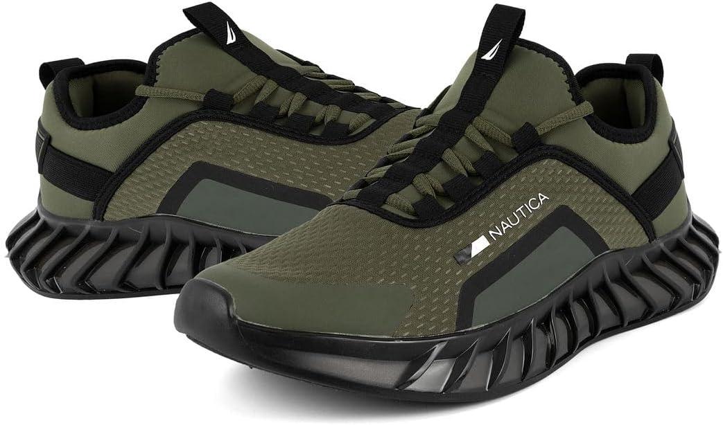 imageNautica Mens Casual Fashion Sneakers Lightweight LaceUp Athletic Walking Shoes for Gym amp Tennis ComfortableOlive Black