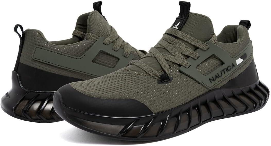 imageNautica Mens Casual Fashion Sneakers Lightweight LaceUp Athletic Walking Shoes for Gym amp Tennis ComfortableOlive Blacklazith