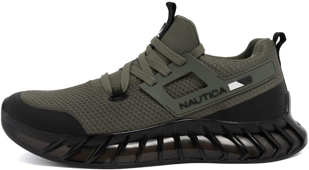 imageNautica Mens Casual Fashion Sneakers Lightweight LaceUp Athletic Walking Shoes for Gym amp Tennis ComfortableOlive Blacklazith