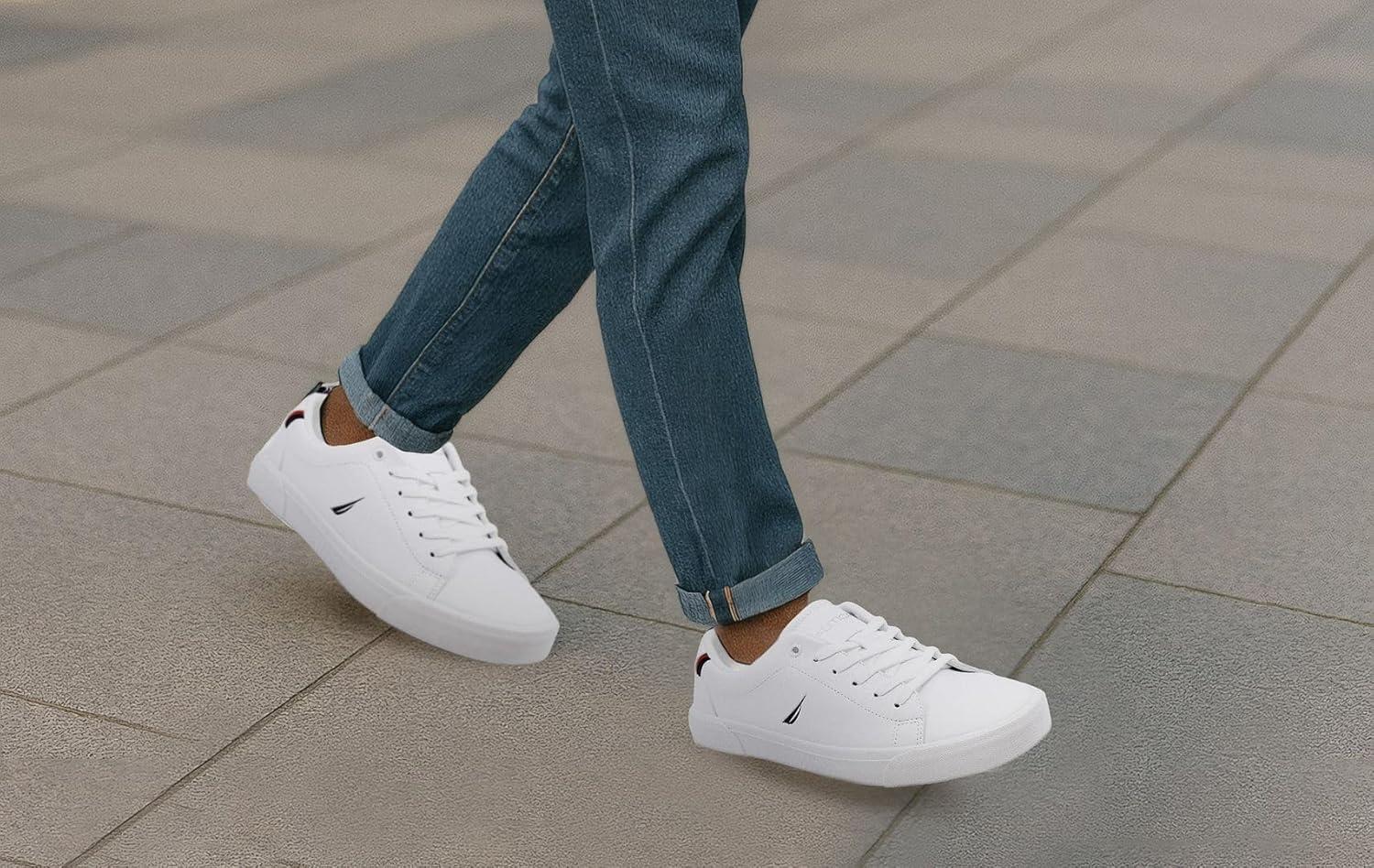 imageNautica Mens Casual Shoe Classic LaceUp Low Top Loafer Fashion Sneaker in Medium amp Wide Width SizesGraveswhiteNavy