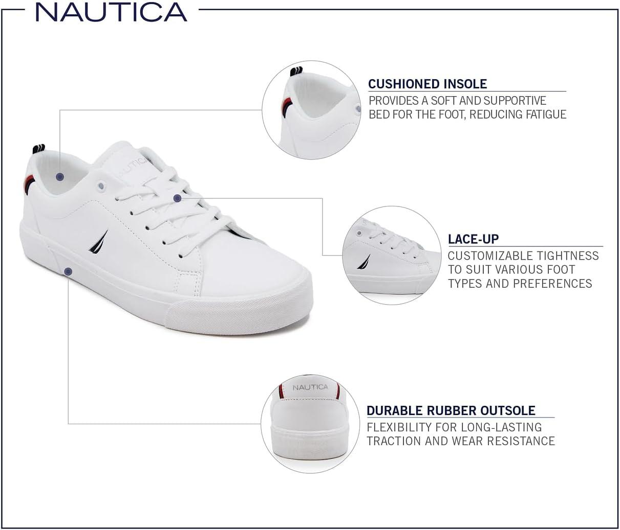 imageNautica Mens Casual Shoe Classic LaceUp Low Top Loafer Fashion Sneaker in Medium amp Wide Width SizesGraveswhiteNavy
