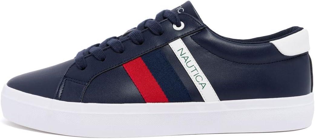 imageNautica Mens Casual Shoe Classic LaceUp Low Top Loafer Fashion Sneaker in Medium amp Wide Width SizesNavy Red White