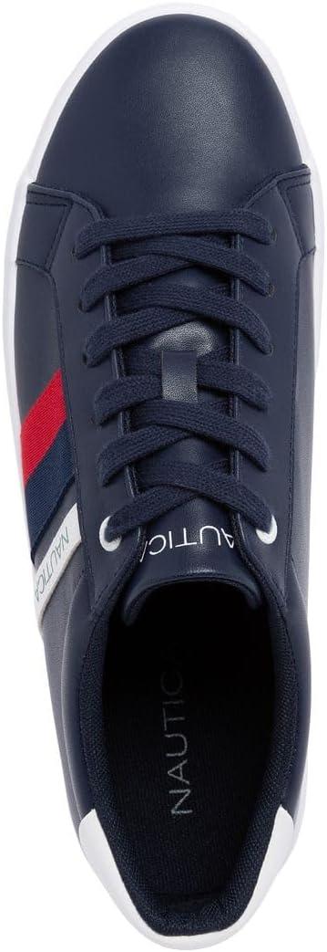 imageNautica Mens Casual Shoe Classic LaceUp Low Top Loafer Fashion Sneaker in Medium amp Wide Width SizesNavy Red White