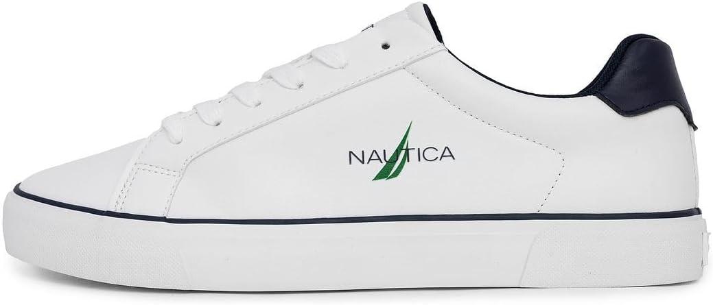 imageNautica Mens Casual Shoe Classic LaceUp Low Top Loafer Fashion Sneaker in Medium amp Wide Width SizesWhite Greenmyton