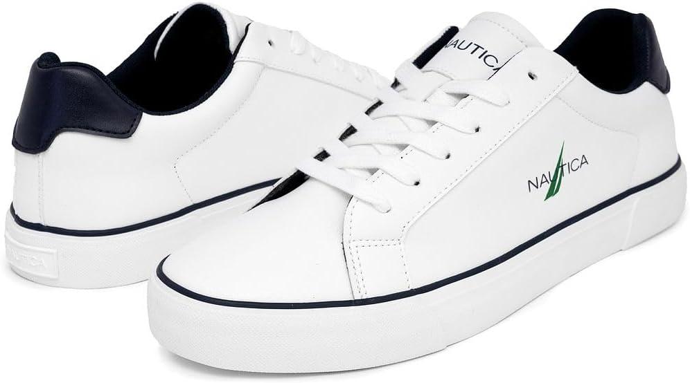 imageNautica Mens Casual Shoe Classic LaceUp Low Top Loafer Fashion Sneaker in Medium amp Wide Width SizesWhite Greenmyton
