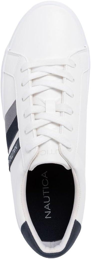 imageNautica Mens Casual Shoe Classic LaceUp Low Top Loafer Fashion Sneaker in Medium amp Wide Width SizesWhite Navy Grey