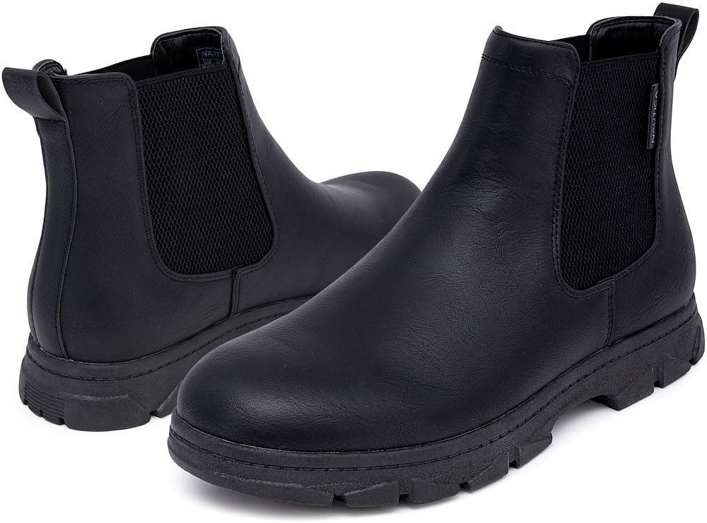 imageNautica Mens Chelsea Boot SlipOn Dress Ankle Shoe Chukka Desert BootsWuzerBlack Smooth