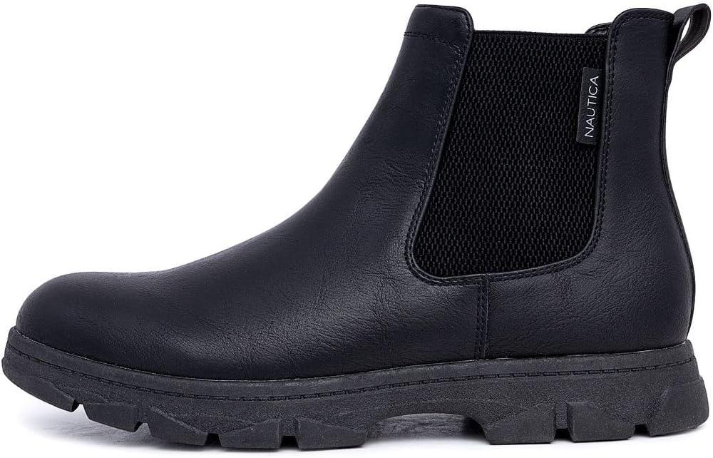 imageNautica Mens Chelsea Boot SlipOn Dress Ankle Shoe Chukka Desert BootsWuzerBlack Smooth