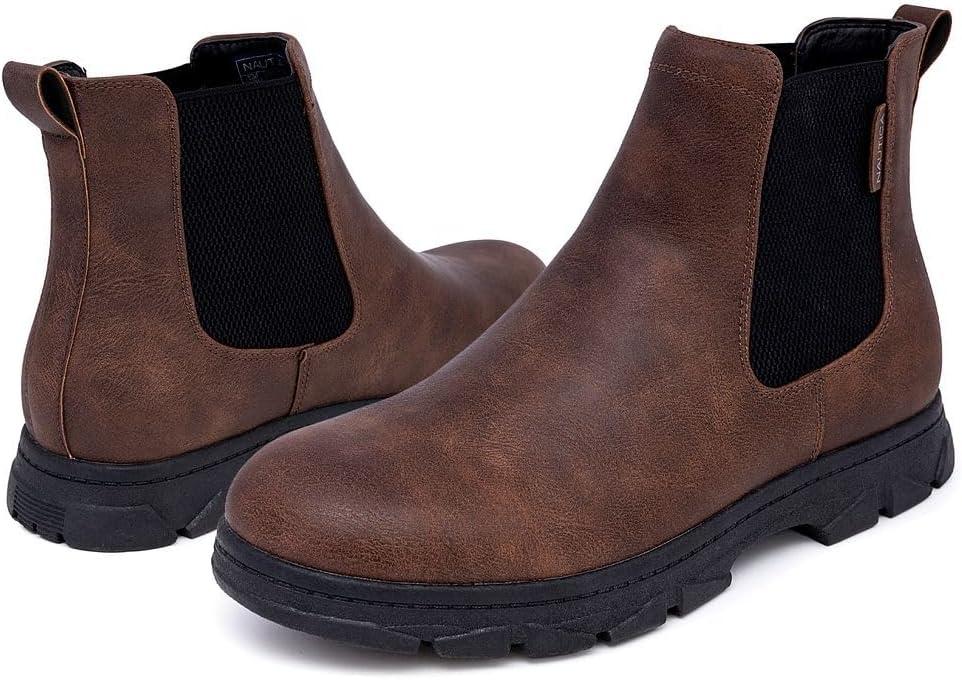imageNautica Mens Chelsea Boot SlipOn Dress Ankle Shoe Chukka Desert BootsWuzerBrown Smooth