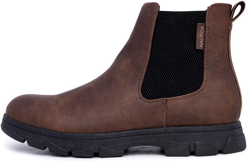 imageNautica Mens Chelsea Boot SlipOn Dress Ankle Shoe Chukka Desert BootsWuzerBrown Smooth