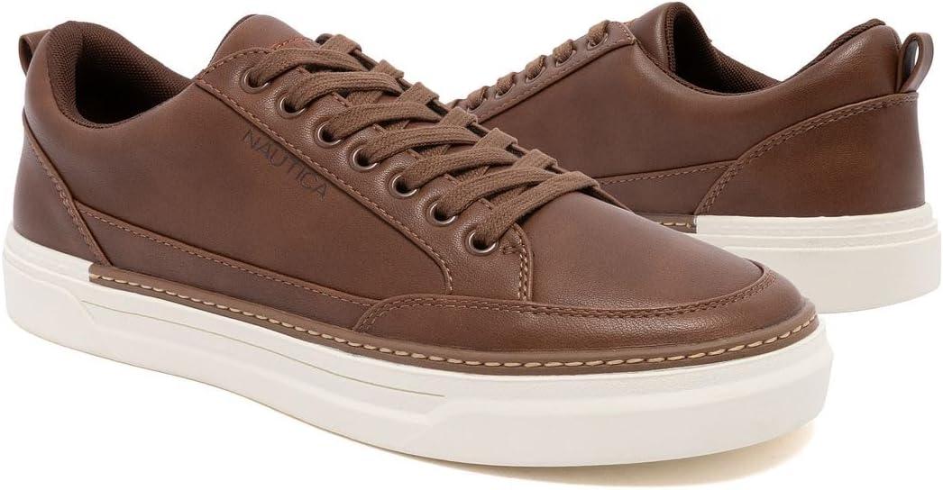 imageNautica Mens Classic LaceUp Low Top Fashion Sneaker Loafer Stylish and Comfortable Casual ShoeCognaccolson