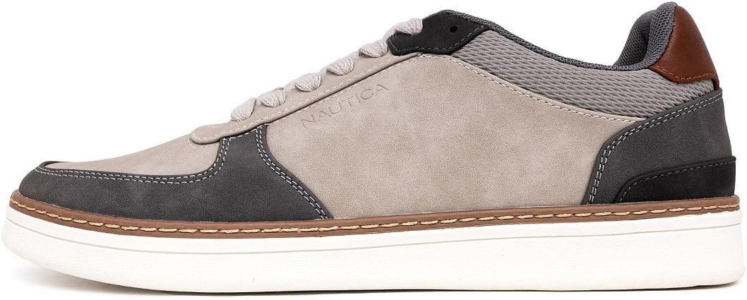 imageNautica Mens Classic LaceUp Low Top Fashion Sneaker Loafer Stylish and Comfortable Casual ShoeGreysavar