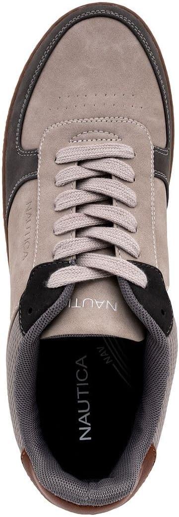 imageNautica Mens Classic LaceUp Low Top Fashion Sneaker Loafer Stylish and Comfortable Casual ShoeGreysavar