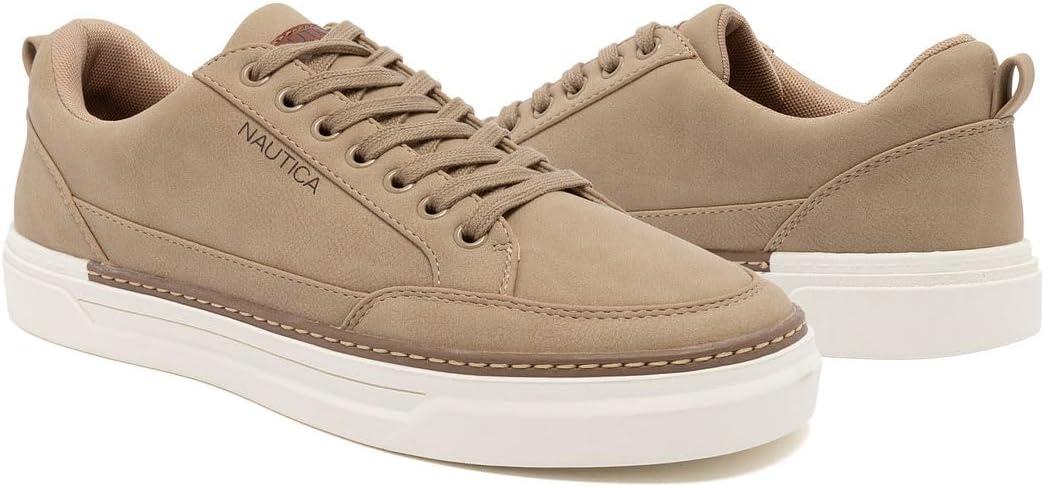 imageNautica Mens Classic LaceUp Low Top Fashion Sneaker Loafer Stylish and Comfortable Casual ShoeLight Taupecolson