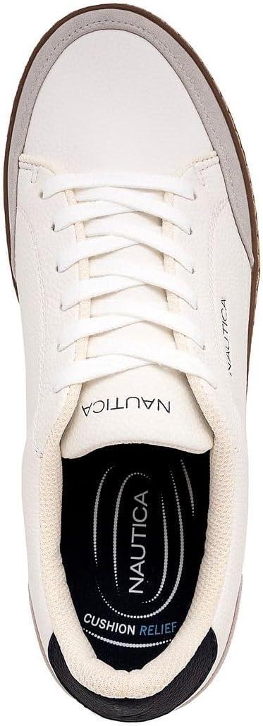 imageNautica Mens Classic LaceUp Low Top Fashion Sneaker Loafer Stylish and Comfortable Casual ShoeWhite Greyjaro