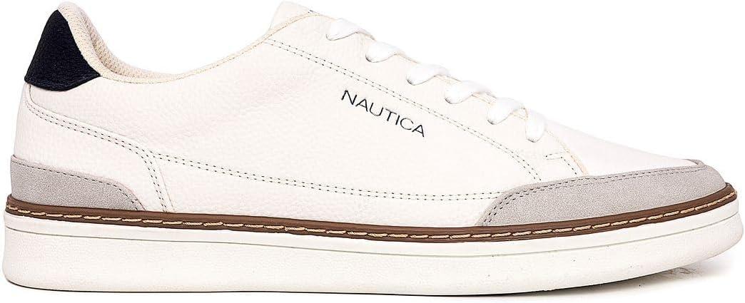 imageNautica Mens Classic LaceUp Low Top Fashion Sneaker Loafer Stylish and Comfortable Casual ShoeWhite Greyjaro
