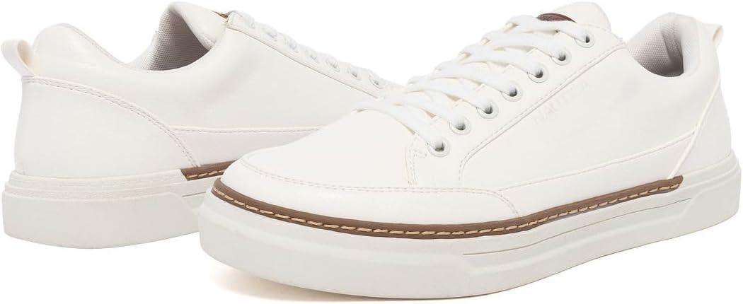 imageNautica Mens Classic LaceUp Low Top Fashion Sneaker Loafer Stylish and Comfortable Casual ShoeWhitecolson