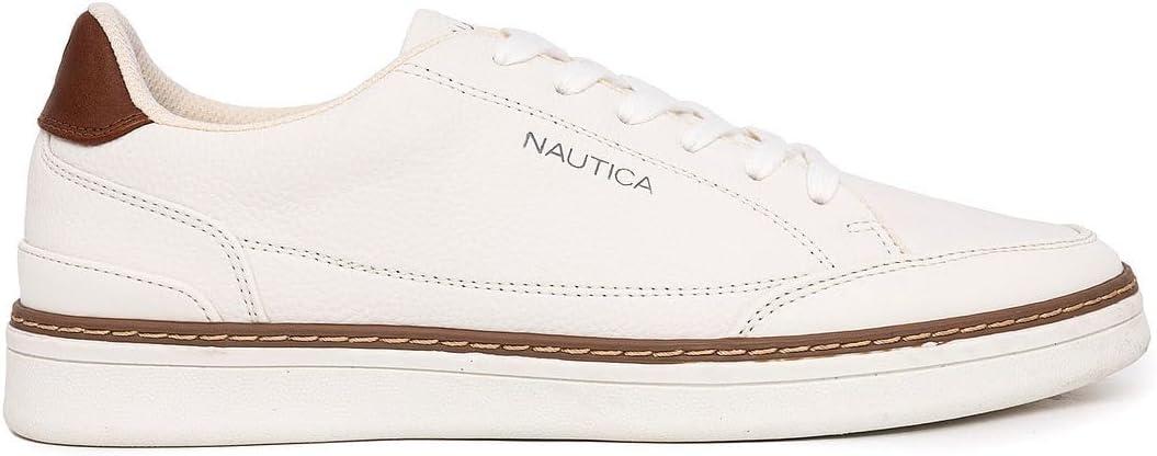 imageNautica Mens Classic LaceUp Low Top Fashion Sneaker Loafer Stylish and Comfortable Casual ShoeWhitejaro