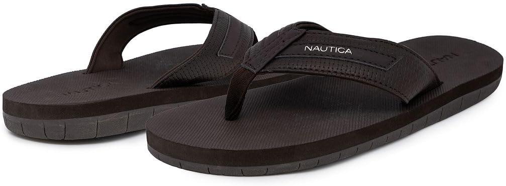 imageNautica Mens Flip Flop Shower Sandals Slides Comfortable Waterproof Beach Footwear SlipOn Thong MediumWide WidthBlackwoven