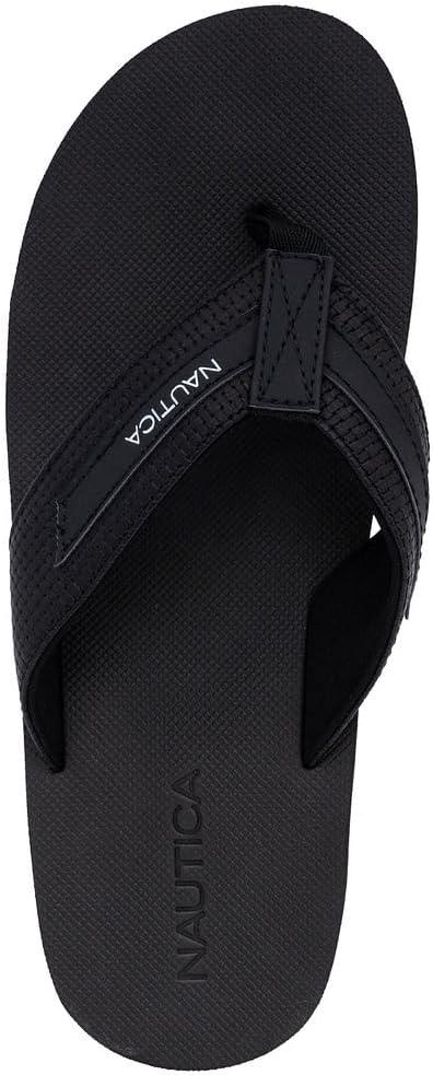 imageNautica Mens Flip Flop Shower Sandals Slides Comfortable Waterproof Beach Footwear SlipOn Thong MediumWide WidthBlackwoven