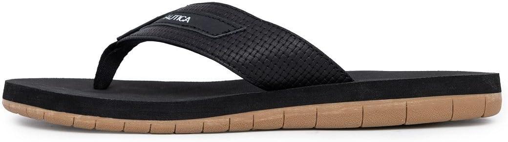 imageNautica Mens Flip Flop Shower Sandals Slides Comfortable Waterproof Beach Footwear SlipOn Thong MediumWide WidthBlackwoven