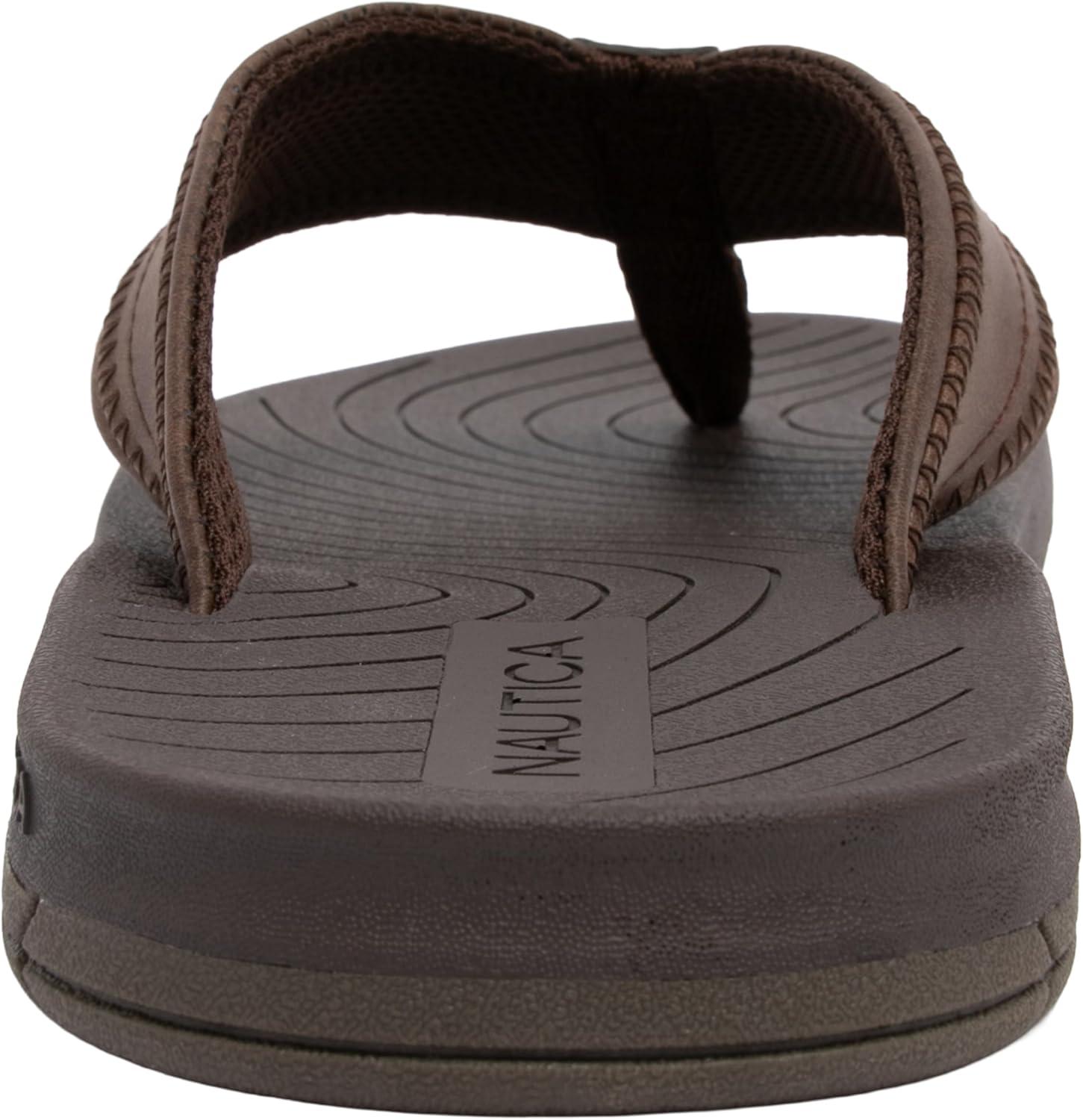 imageNautica Mens Flip Flop Shower Sandals Slides Comfortable Waterproof Beach Footwear SlipOn Thong MediumWide WidthChocolateandriel