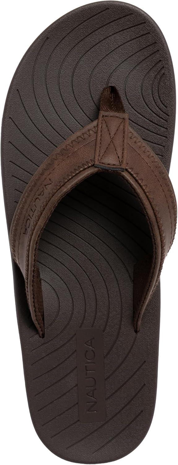 imageNautica Mens Flip Flop Shower Sandals Slides Comfortable Waterproof Beach Footwear SlipOn Thong MediumWide WidthChocolateandriel