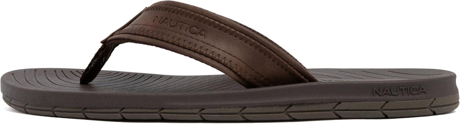 imageNautica Mens Flip Flop Shower Sandals Slides Comfortable Waterproof Beach Footwear SlipOn Thong MediumWide WidthChocolateandriel