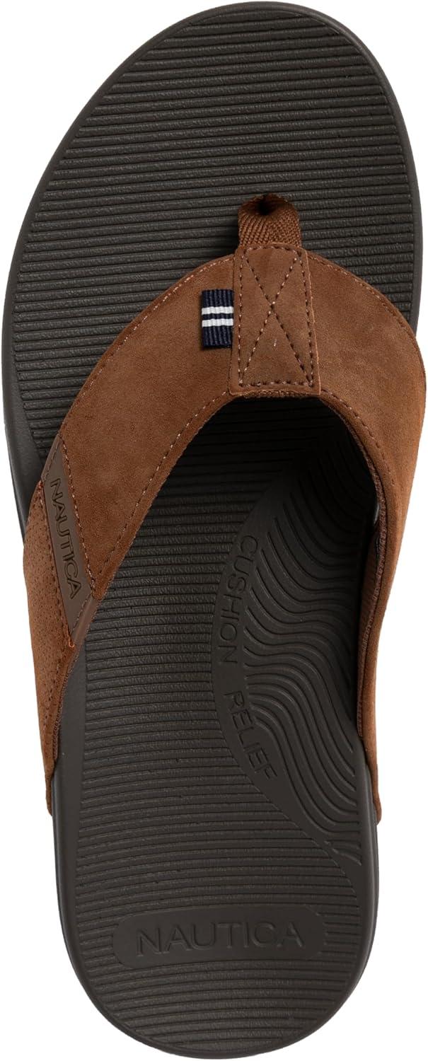 imageNautica Mens Flip Flop Shower Sandals Slides Comfortable Waterproof Beach Footwear SlipOn Thong MediumWide WidthCognacwelsey